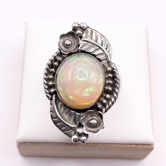 Size 6 Ethiopian Opal 925 Sterling Silver Ring